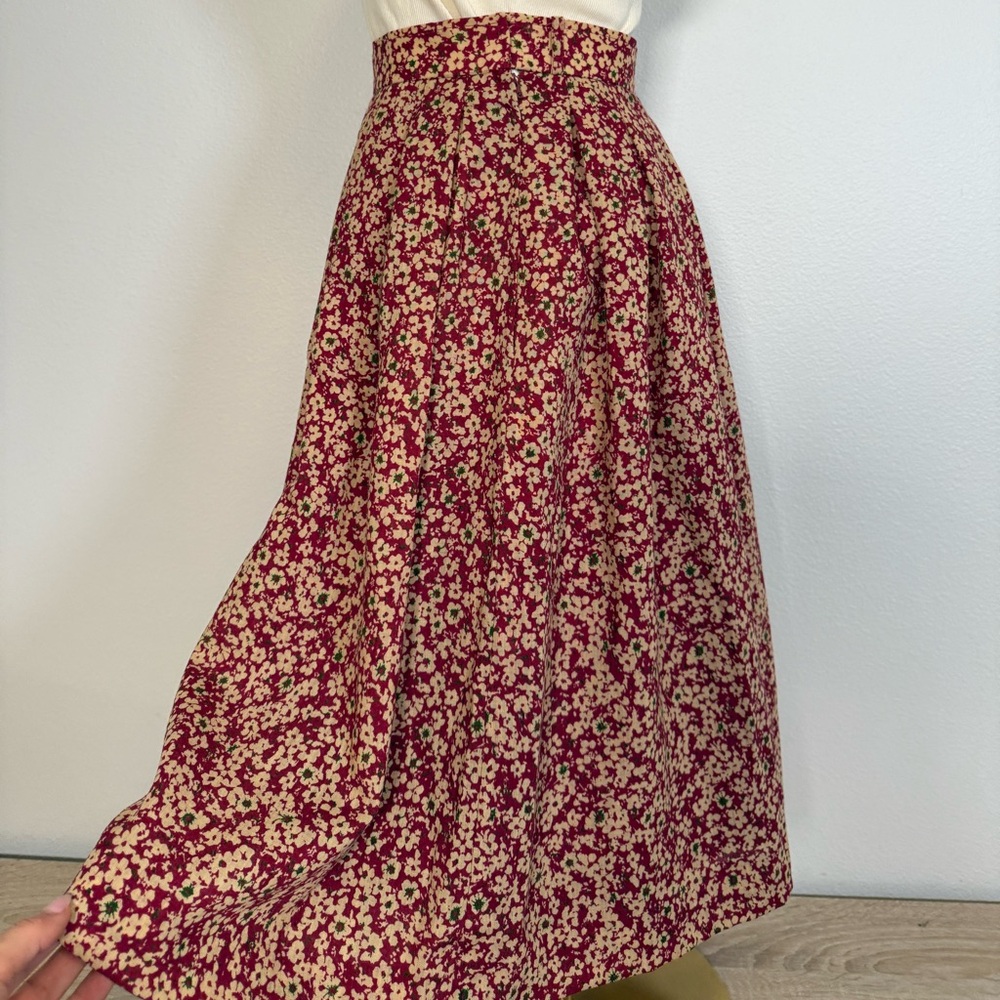 Vintage Christian Dior Pret-a-porter Red Floral A Line Skirt Women’s Sz M - Picture 2 of 8